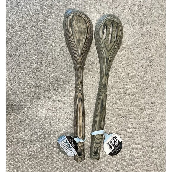 Island Bamboo Wooden Utensils Set  Serving Kitchen 2 piece - Picture 2 of 6